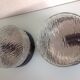 Pair of round ceiling lights in glass ice vintage 60-70s