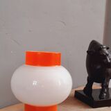 Lampe vintage année 70 opaline blanche et orange