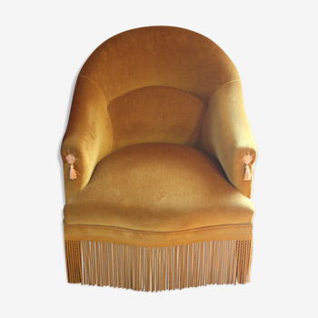 Toad mustard velvet armchair