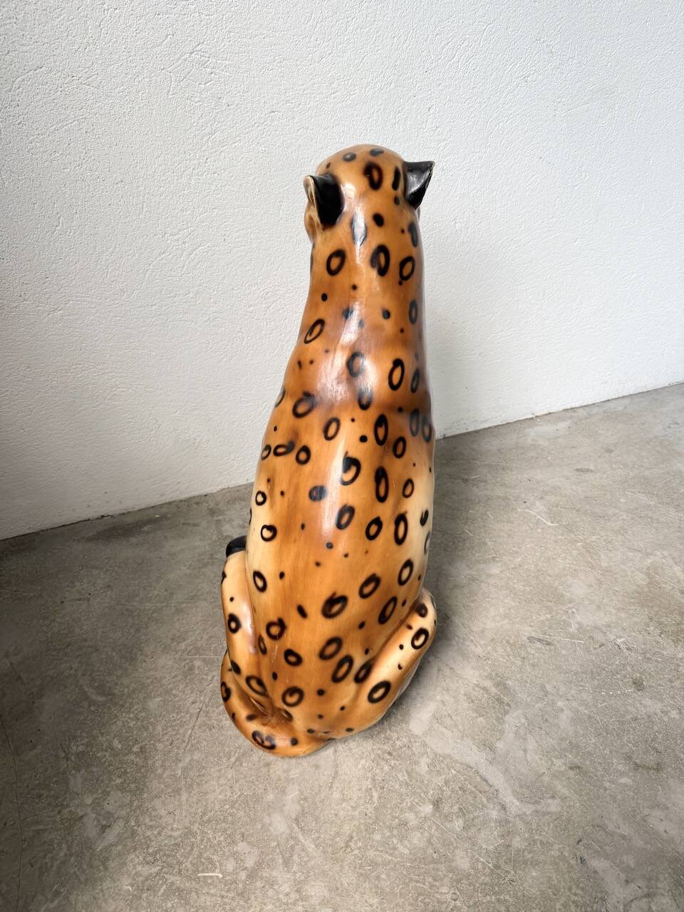 XL Italian ceramic leopard sculpture statue 1970