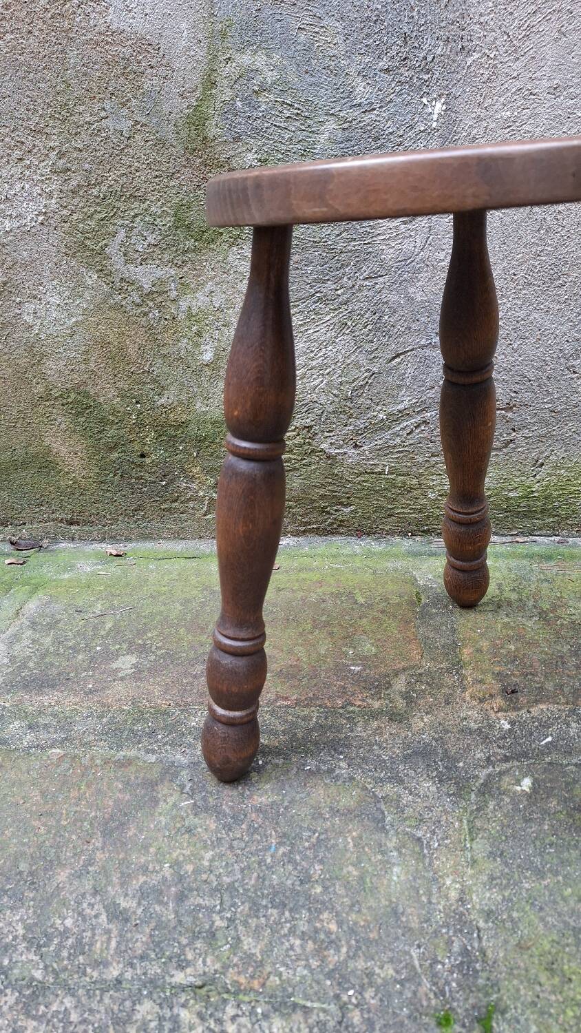 Turned wooden tripod stool