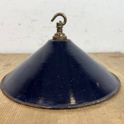 Industrial British Dark Blue Enamel Factory Pendant Lamp, 1950s