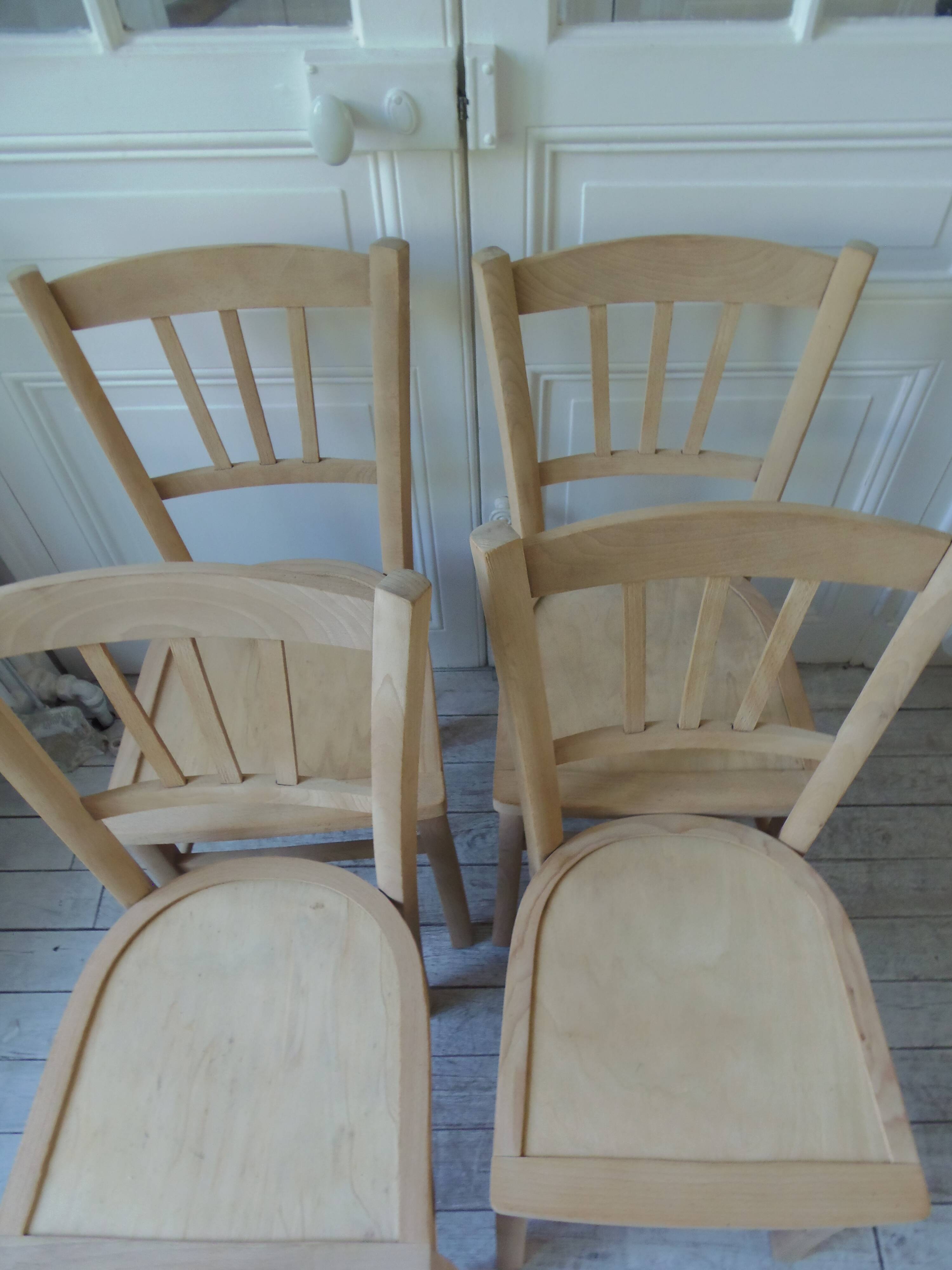 4 vintage bistro chairs in waxed beech.