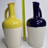 Two decanters "Dolfi", cobalt blue and yellow, 23 cm