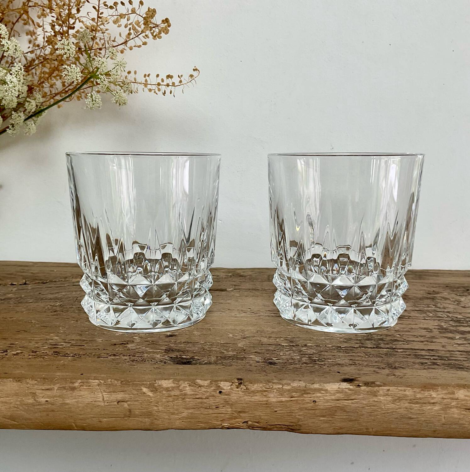 4 vintage whiskey glasses