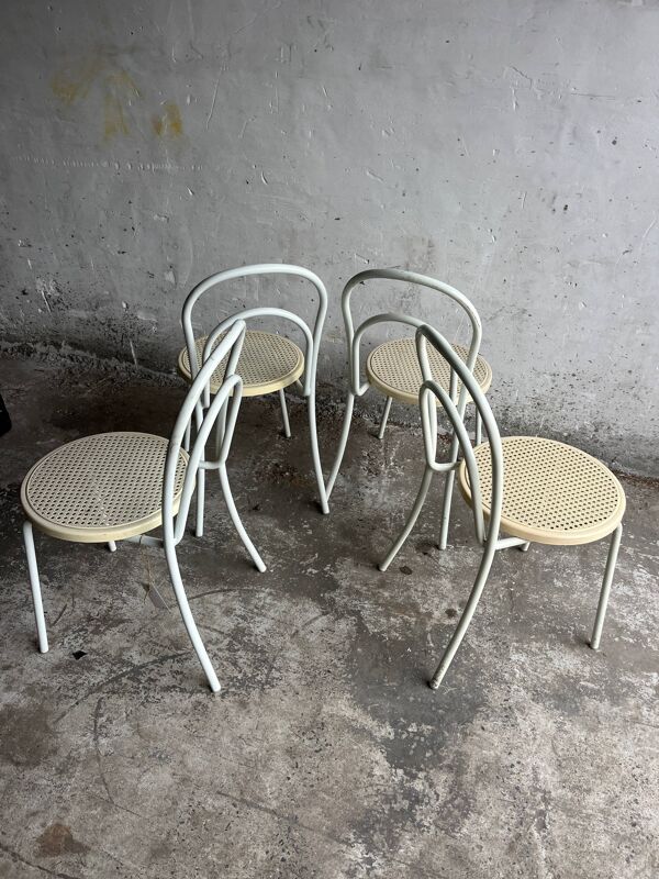 Chaises vintage en métal et plastique, lot de 4