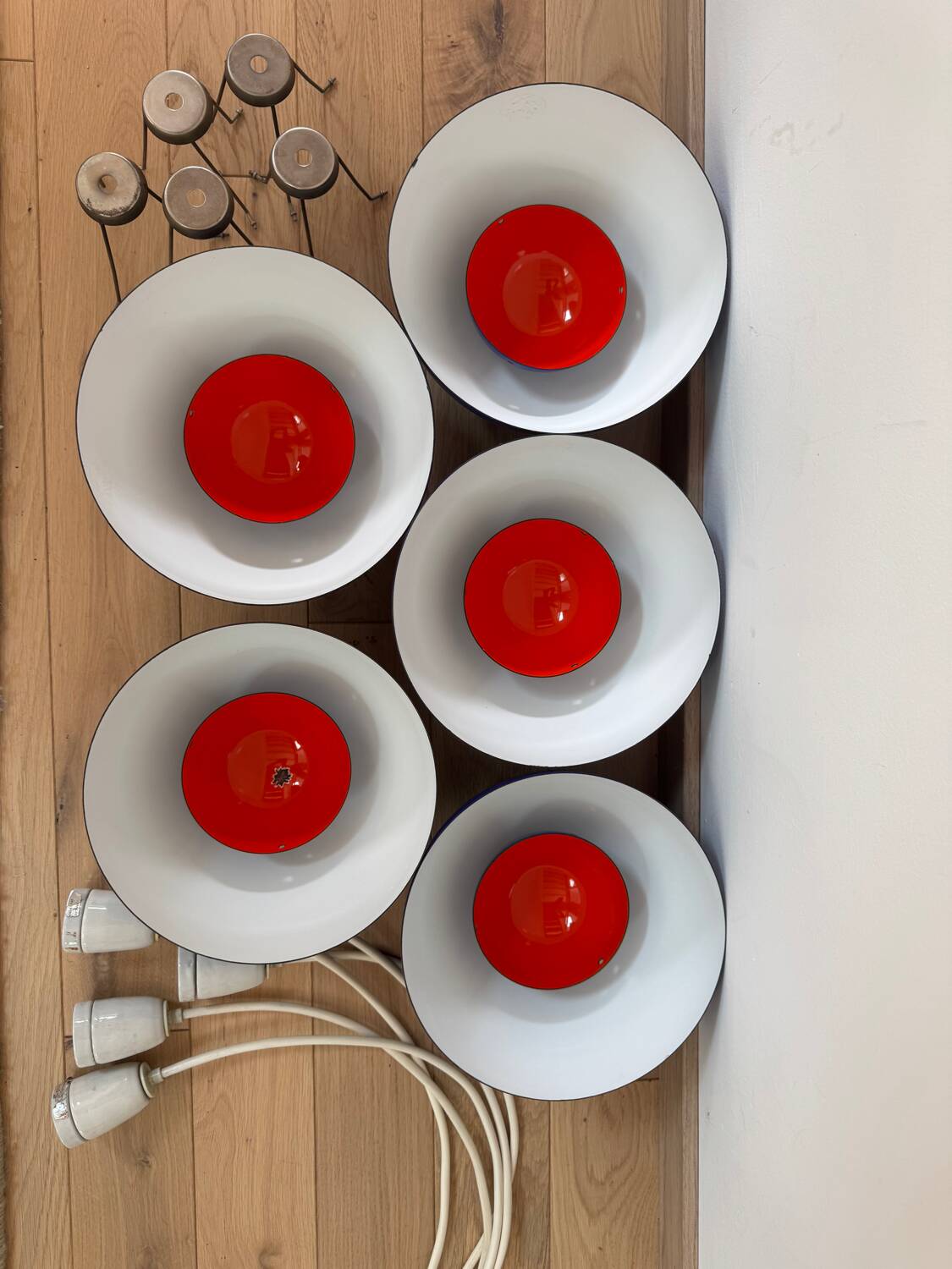 5 Blue Flower Pots by Verner Panton produced by Louis Poulsen