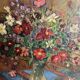 Oil on canvas still life with a red bouquet signed Bérard 20th century.