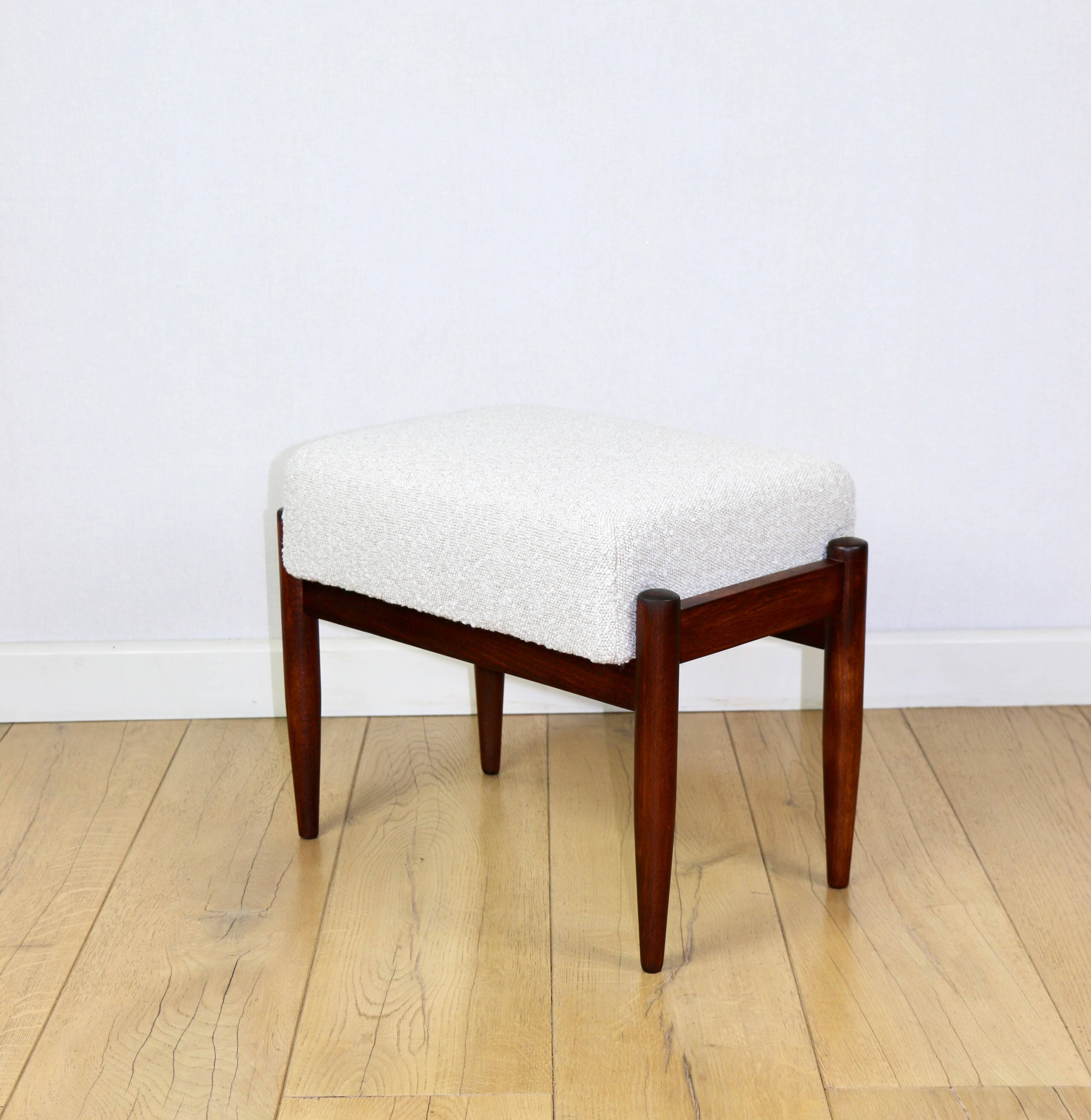 Edmund Homa stool, cream ivory white boucle seat - 2 pieces available