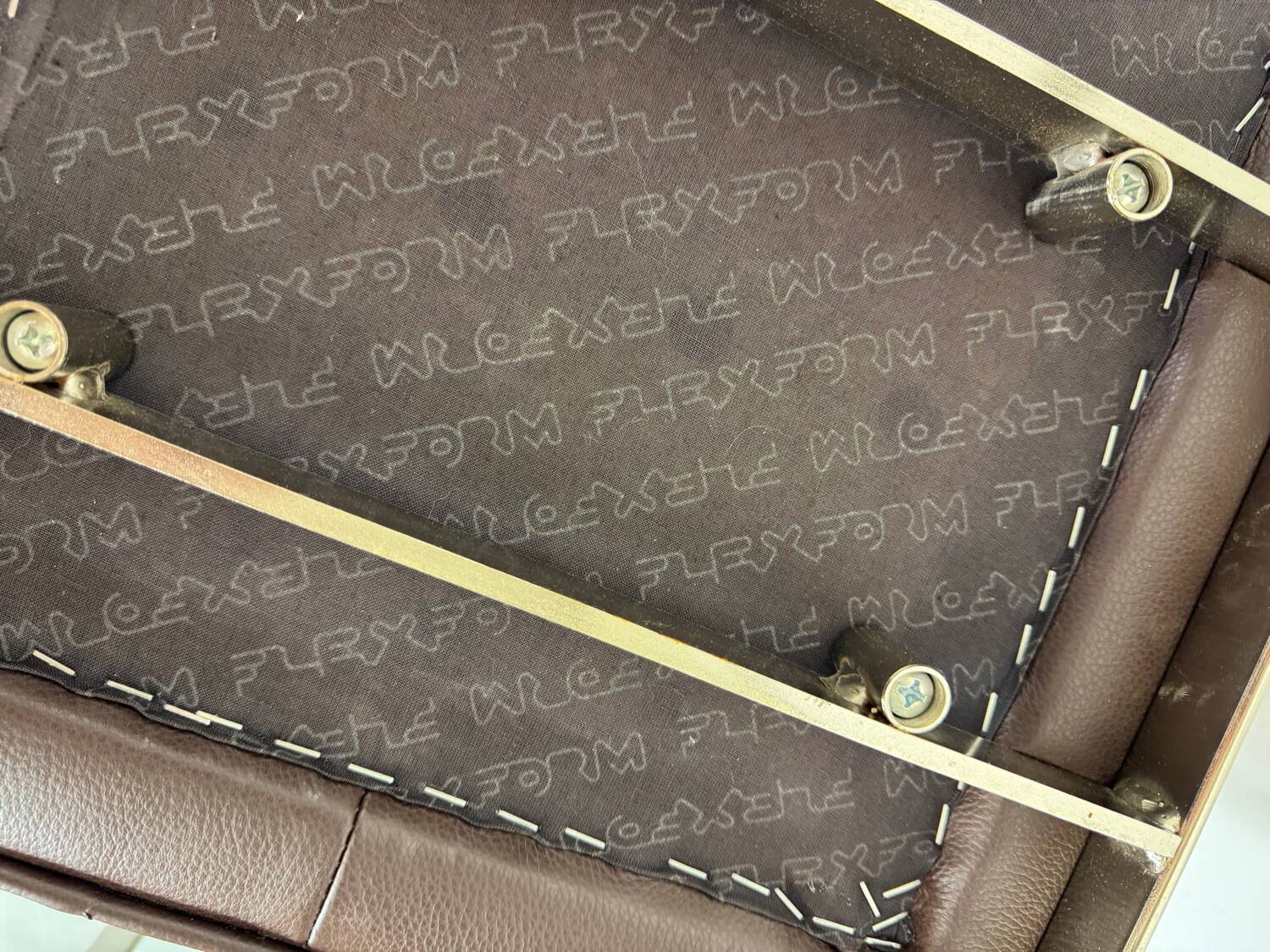 Italian Modern Steel and Brown Leather Stool by Antonio Citterio for Flexf