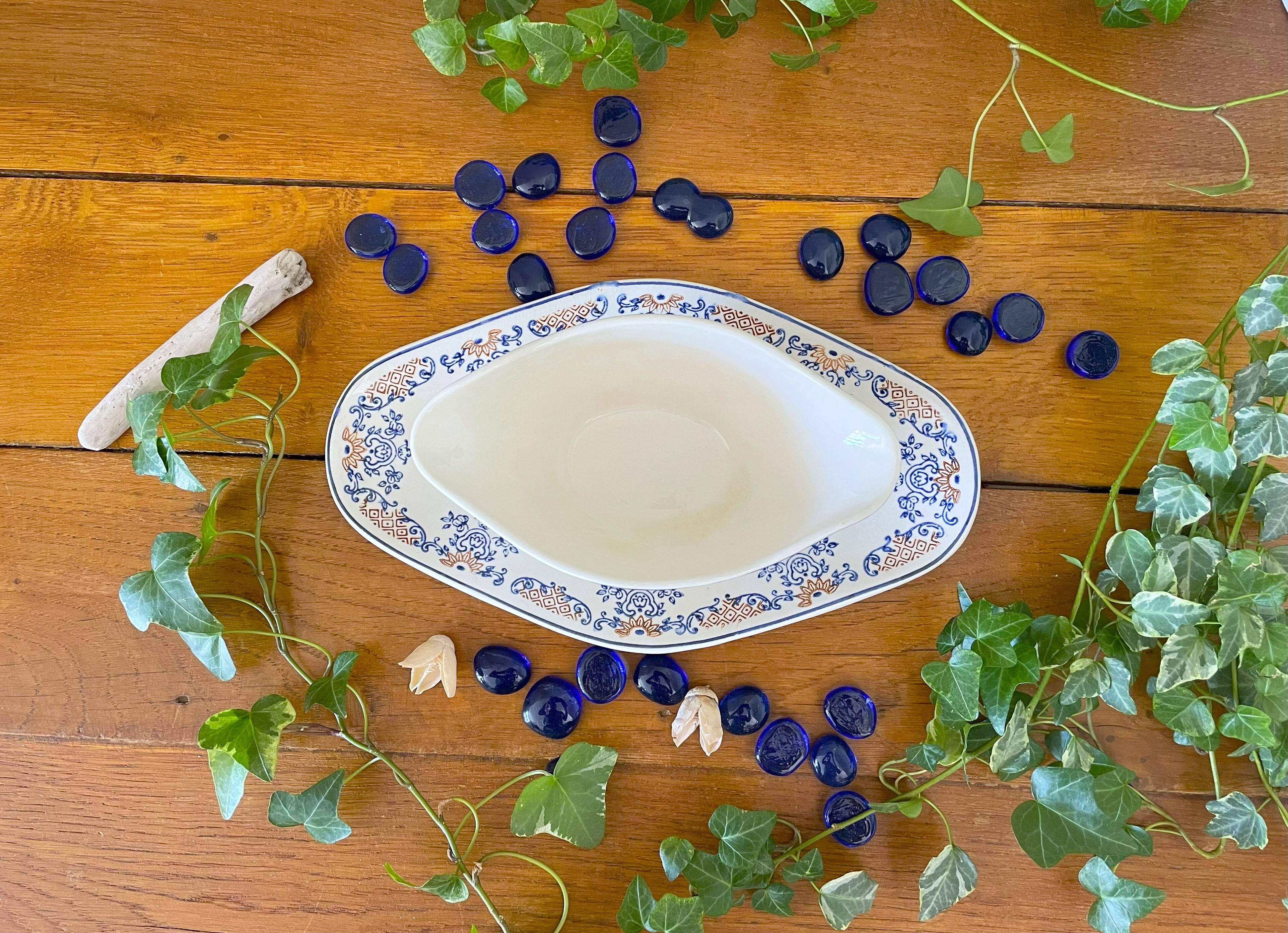 Antique Longwy earthenware sauceboat