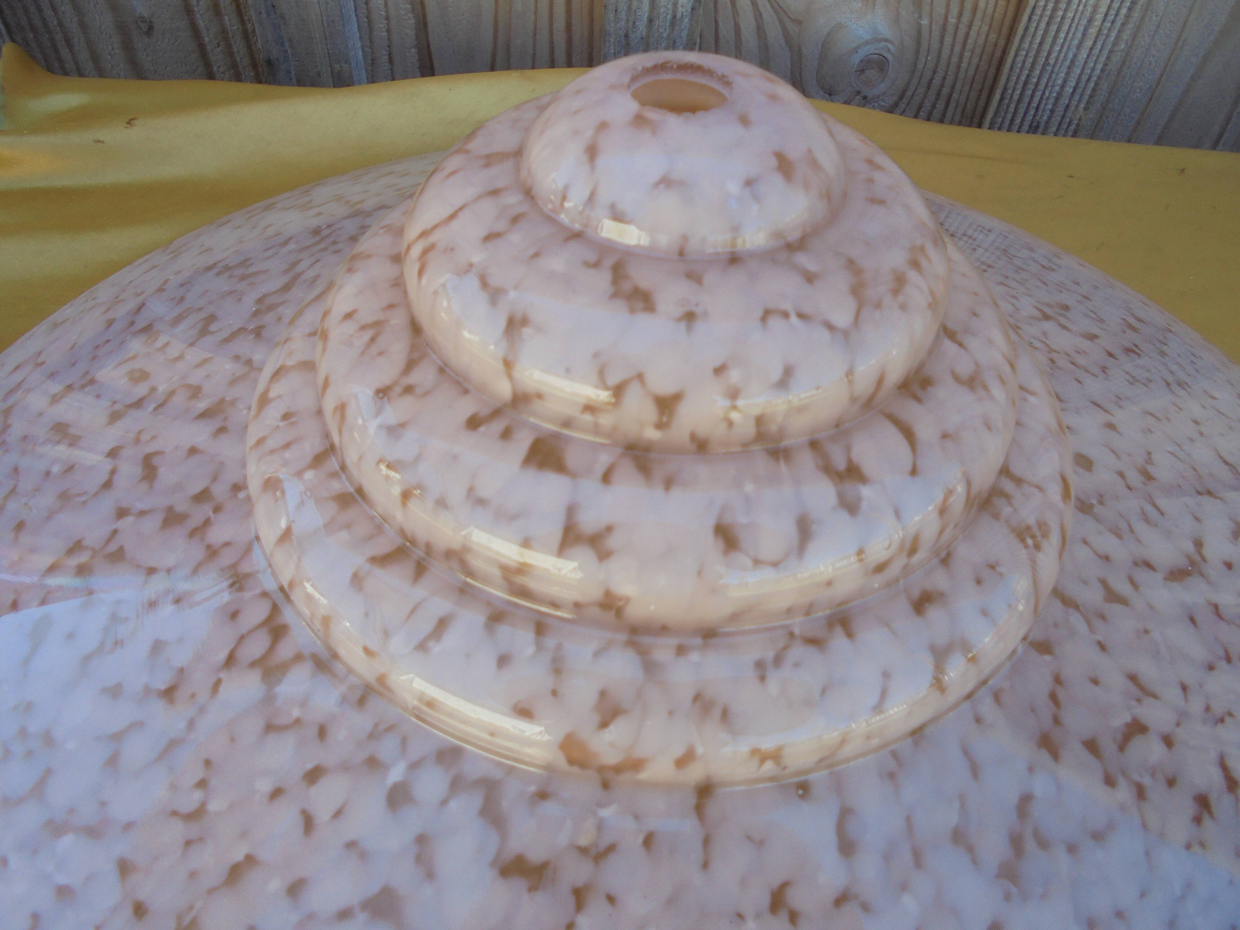 Large glass suspension basin clichy rose art deco