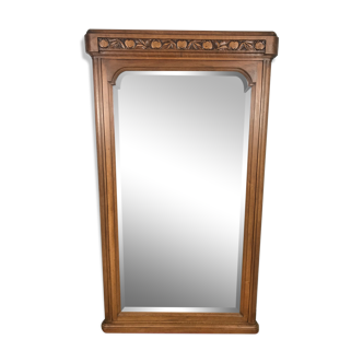 Walnut mirror and bevelled ice cream Art Deco era  - 160x90cm