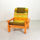 Multicolored Yngve Ekstrom Pinewood Lounge Chair Dymling for Swedese 1970s