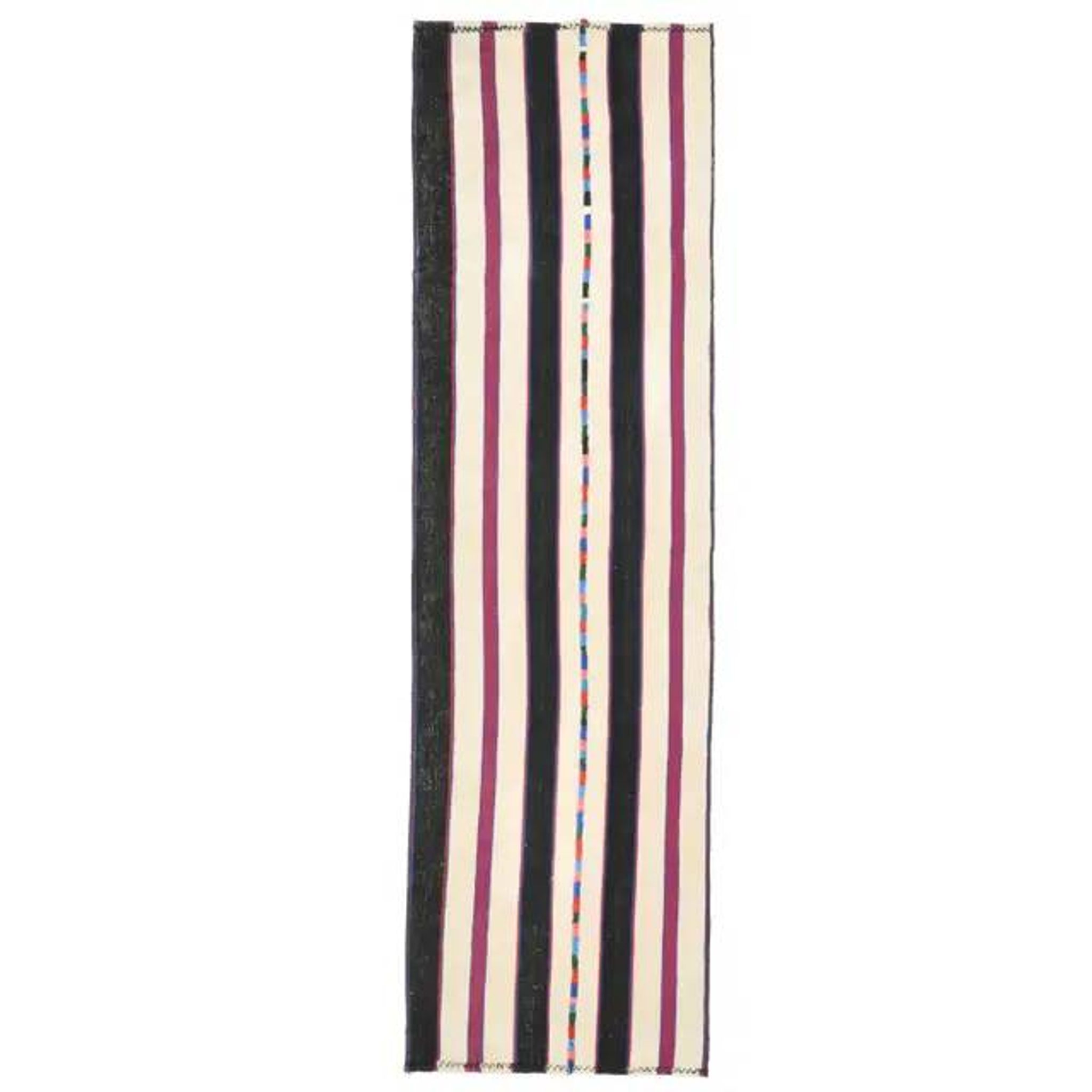 1970s vintage Turkish Oushak handmade wool cotton white runner rug 73x265