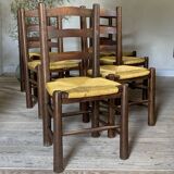 Vintage chairs by Georges Robert straw - set of 6