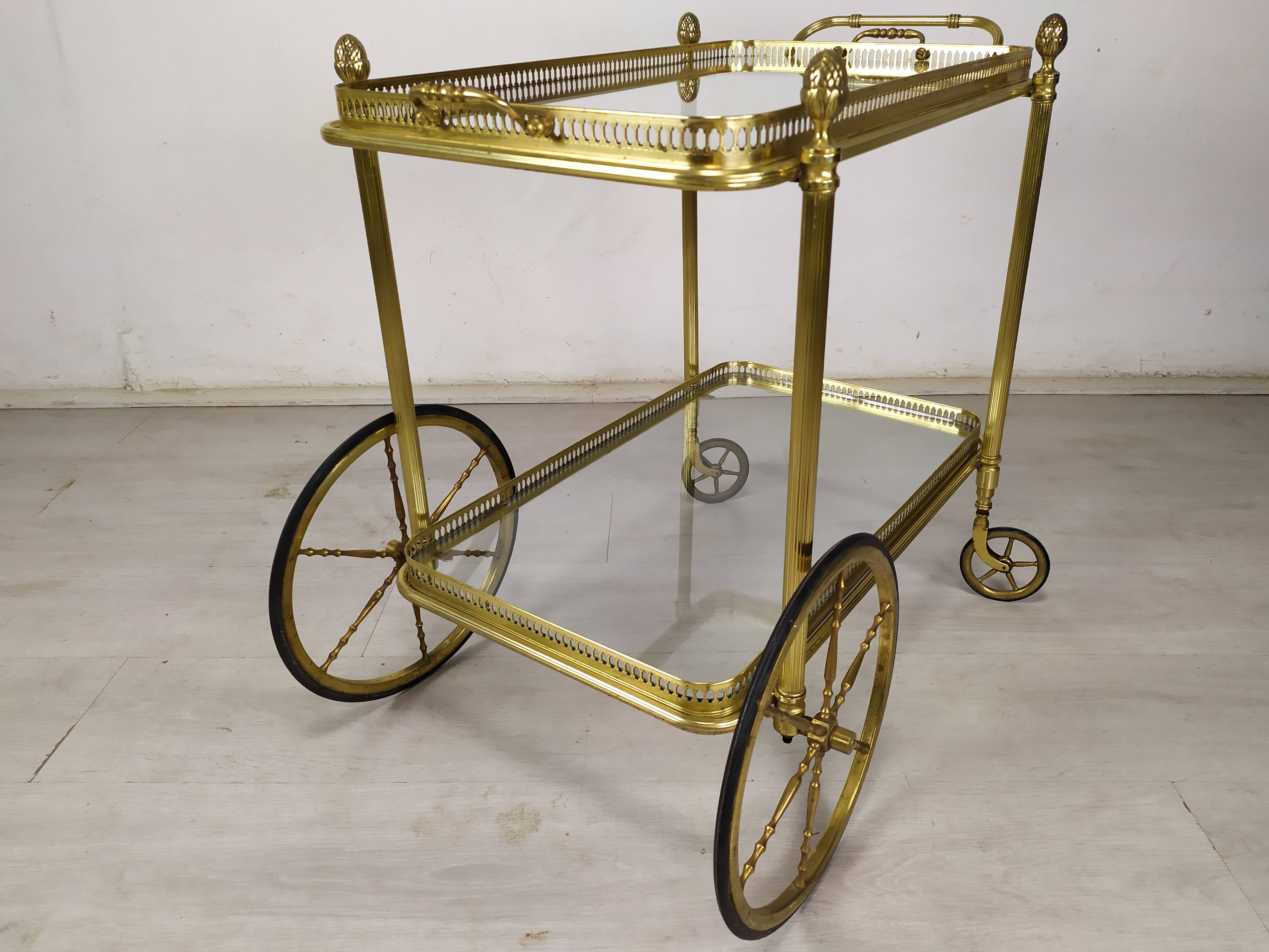 Vintage brass bar trolley service