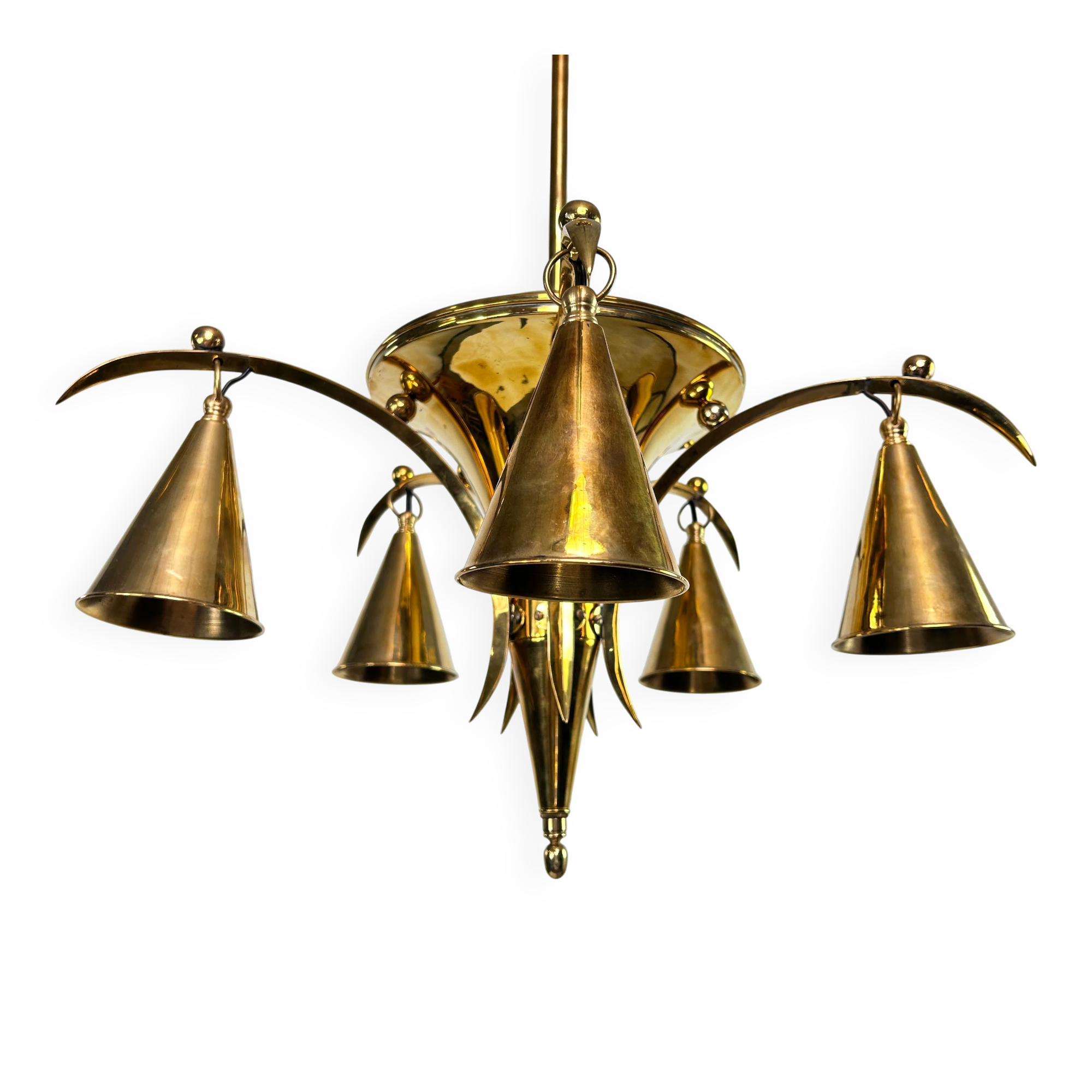 Lustre en laiton de la sécession viennoise par Dagobert Peche