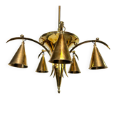 Brass chandelier from the Vienna Secession by Dagobert Peche