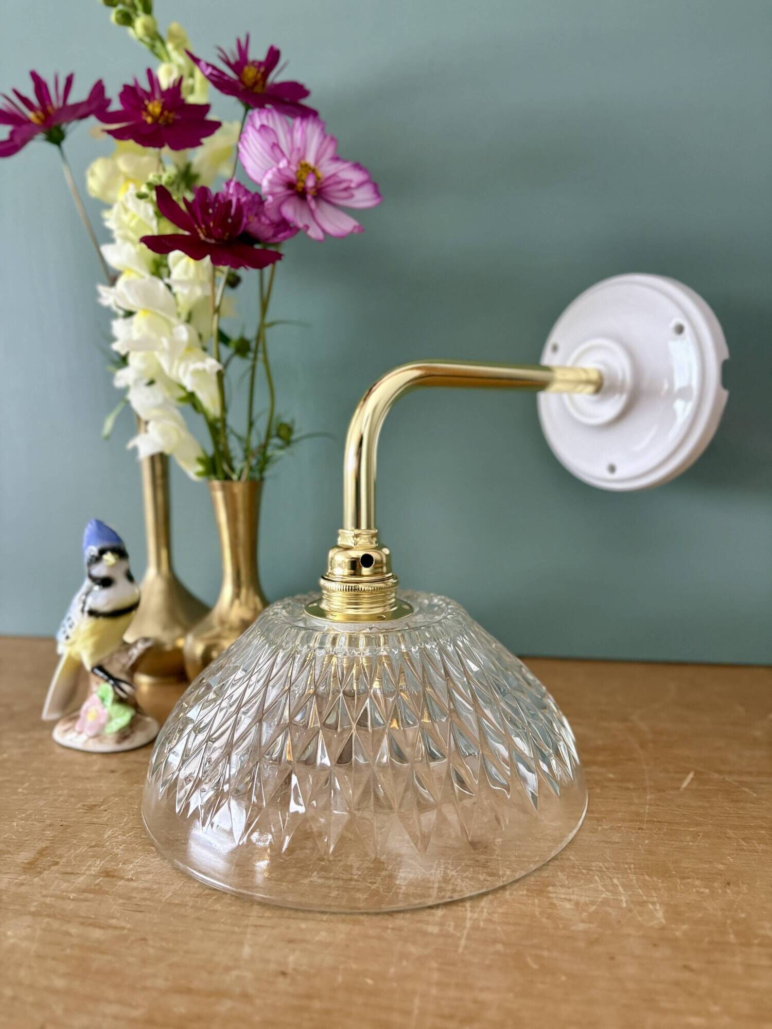 Vintage glass elbow wall light - tableware collection - (ACCV1)