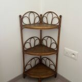 Corner bedside tables in rattan