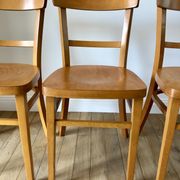 set of 4 Thonet bistro chairs in curved wood honey Mid-Century 50s