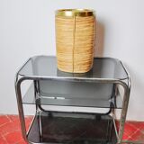 Rattan and brass umbrella stand, Italy, 1970