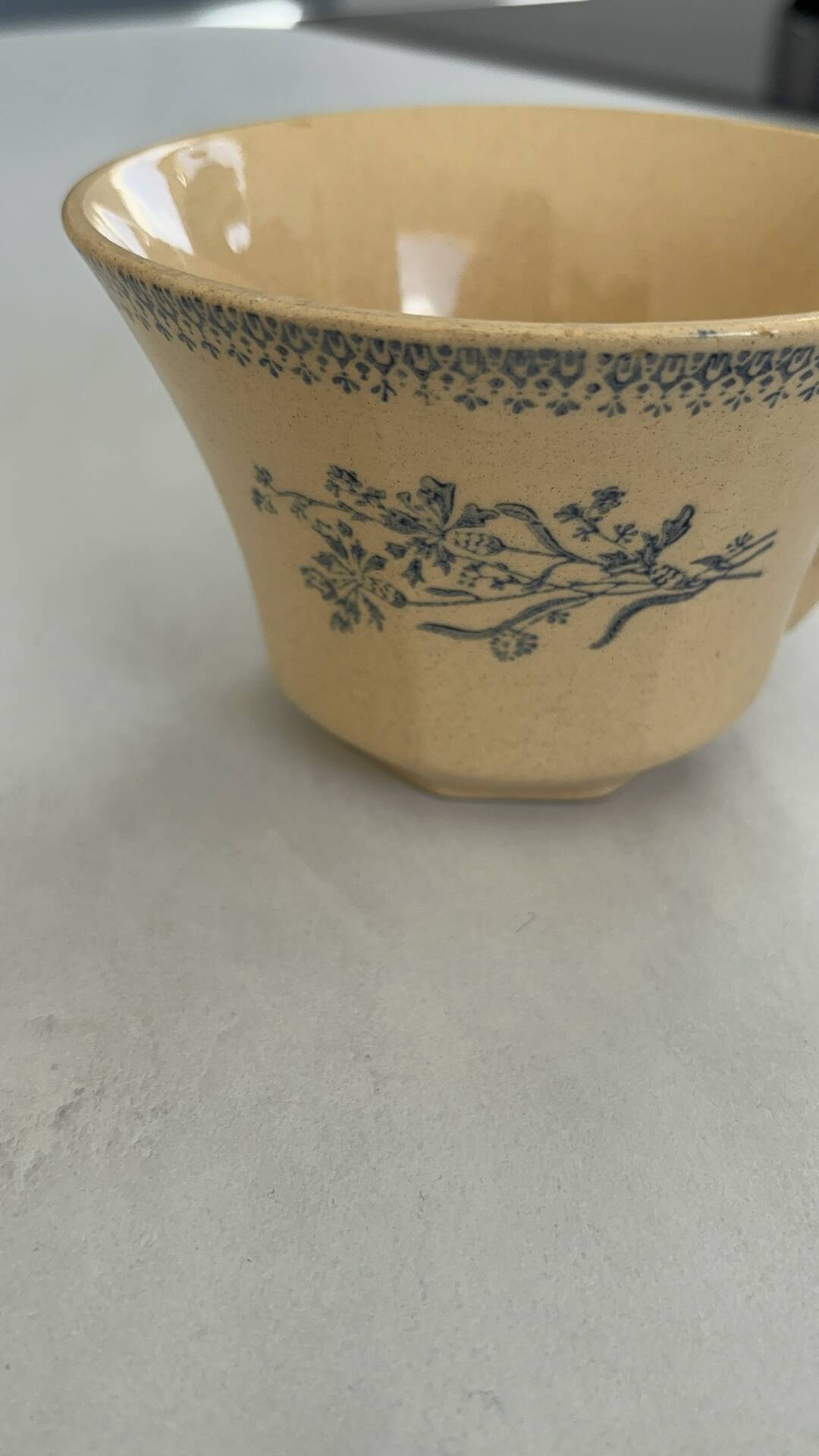 Iron earth tea cup St Amand - antique French earthenware with patina
