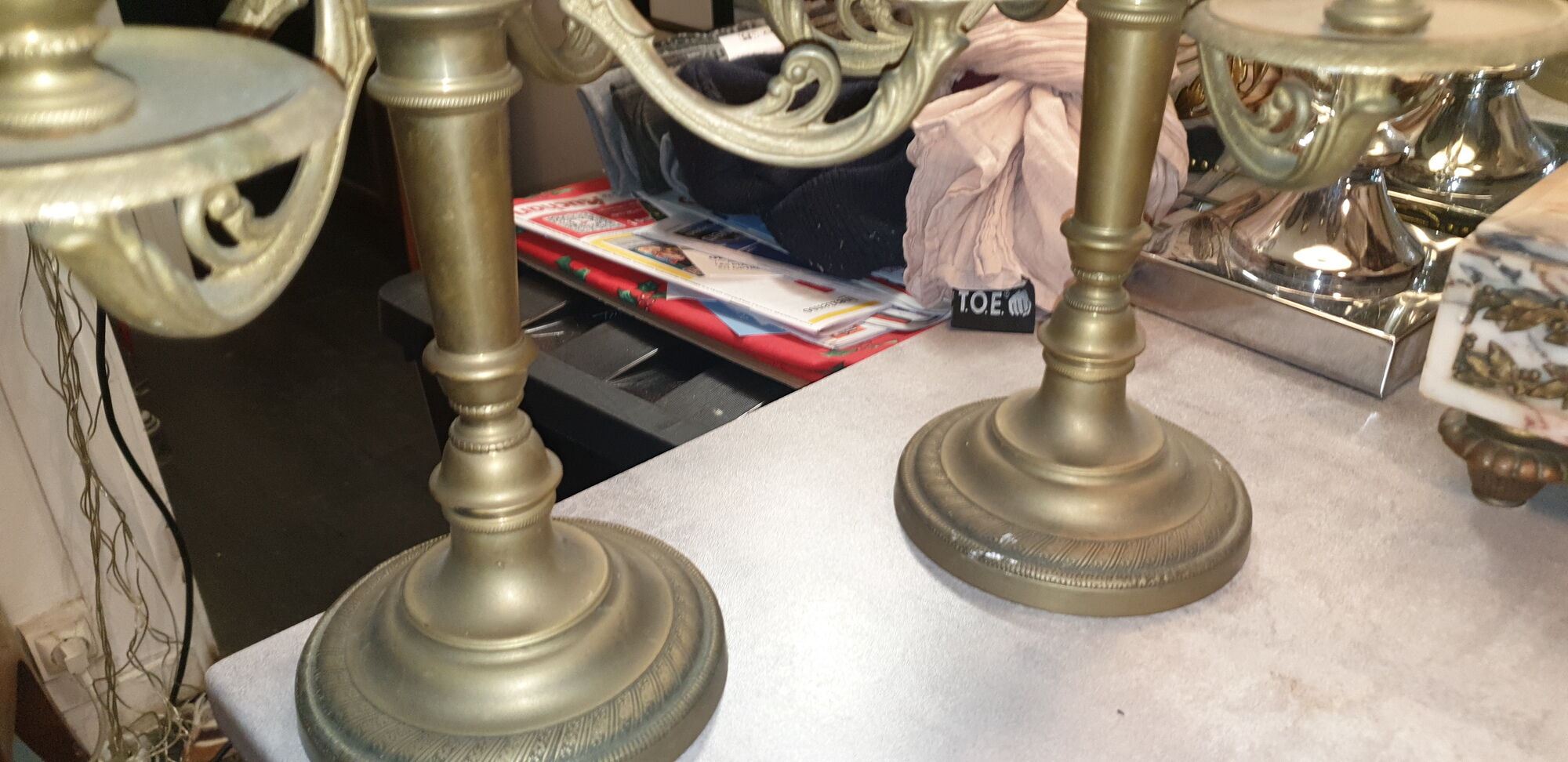 Pair of candlesticks candlesticks candelabres golden brass