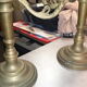 Pair of candlesticks candlesticks candelabres golden brass