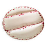 Asparagus plate, Sarreguemines earthenware, dark pink pattern