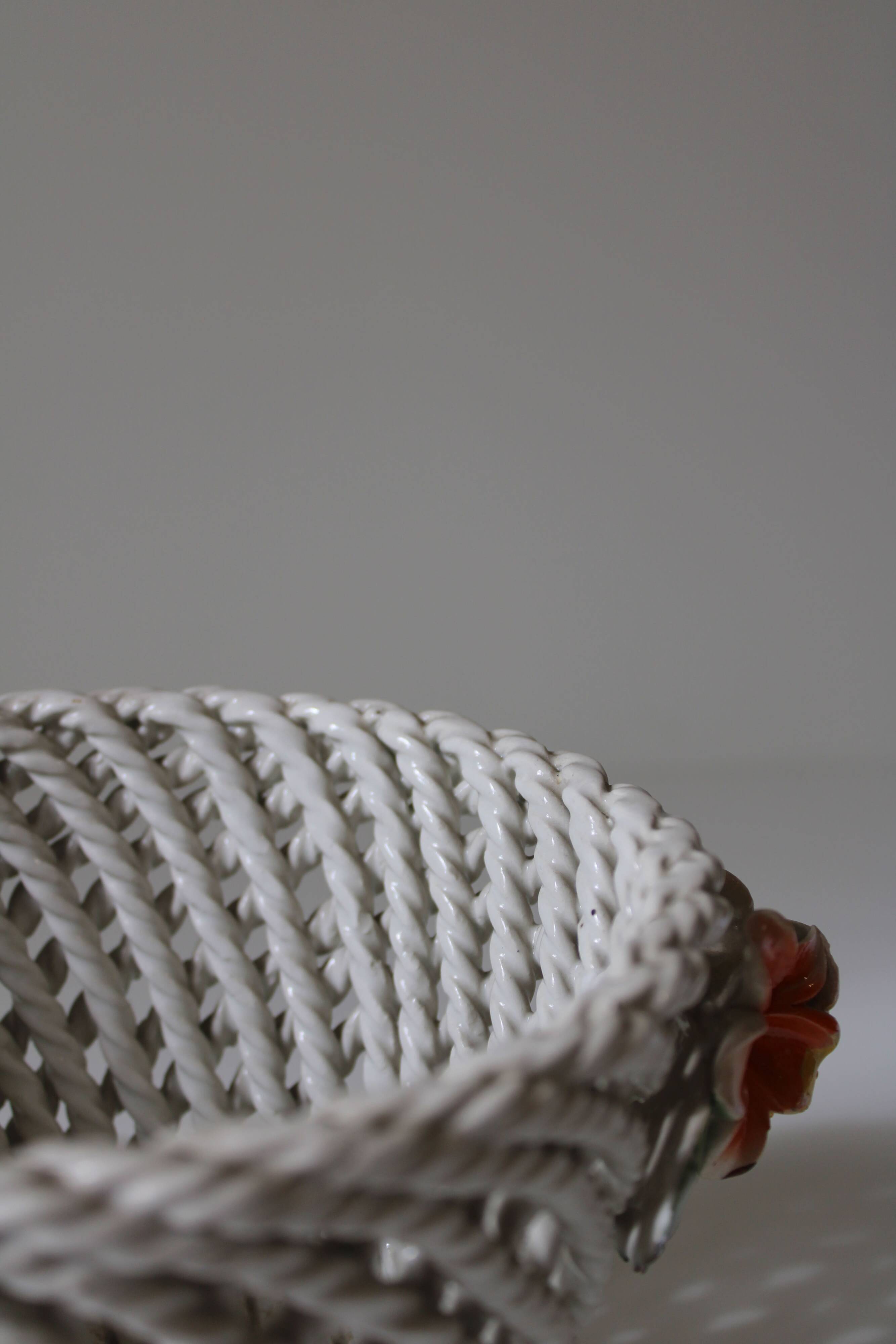 Vintage woven barbotine basket planter