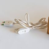 Duo of pine and opaline glass wall lights, 1980s