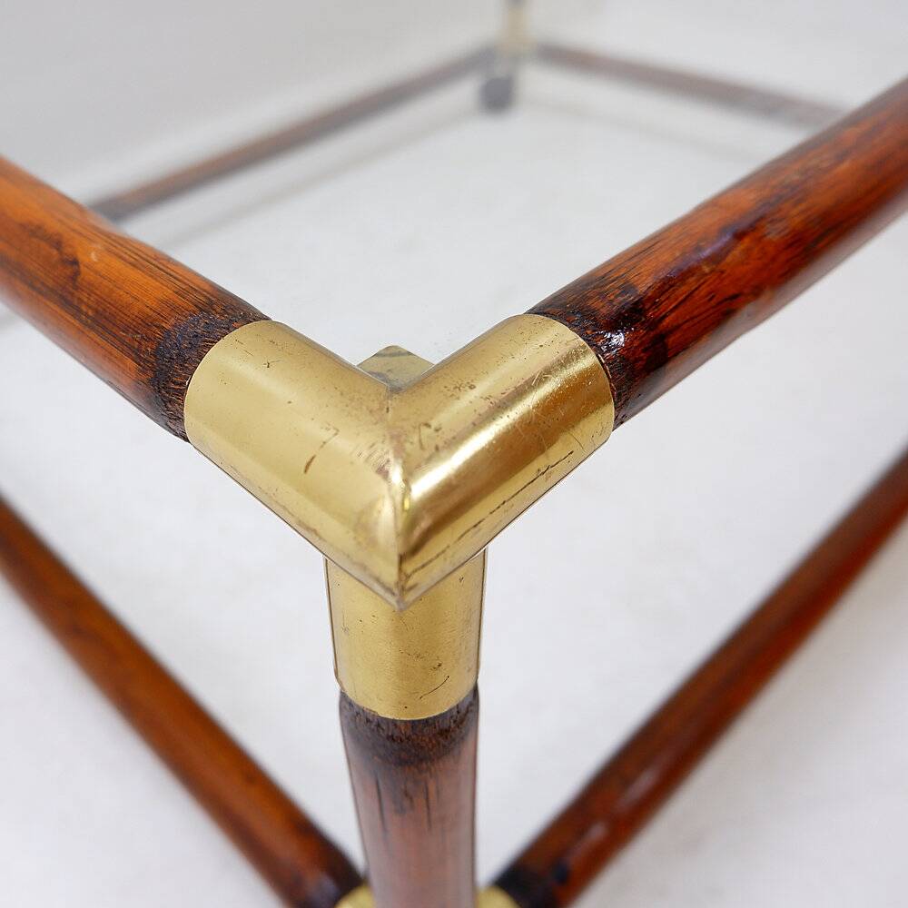 Bamboo and brass coffee table with glass top, 1960s.
