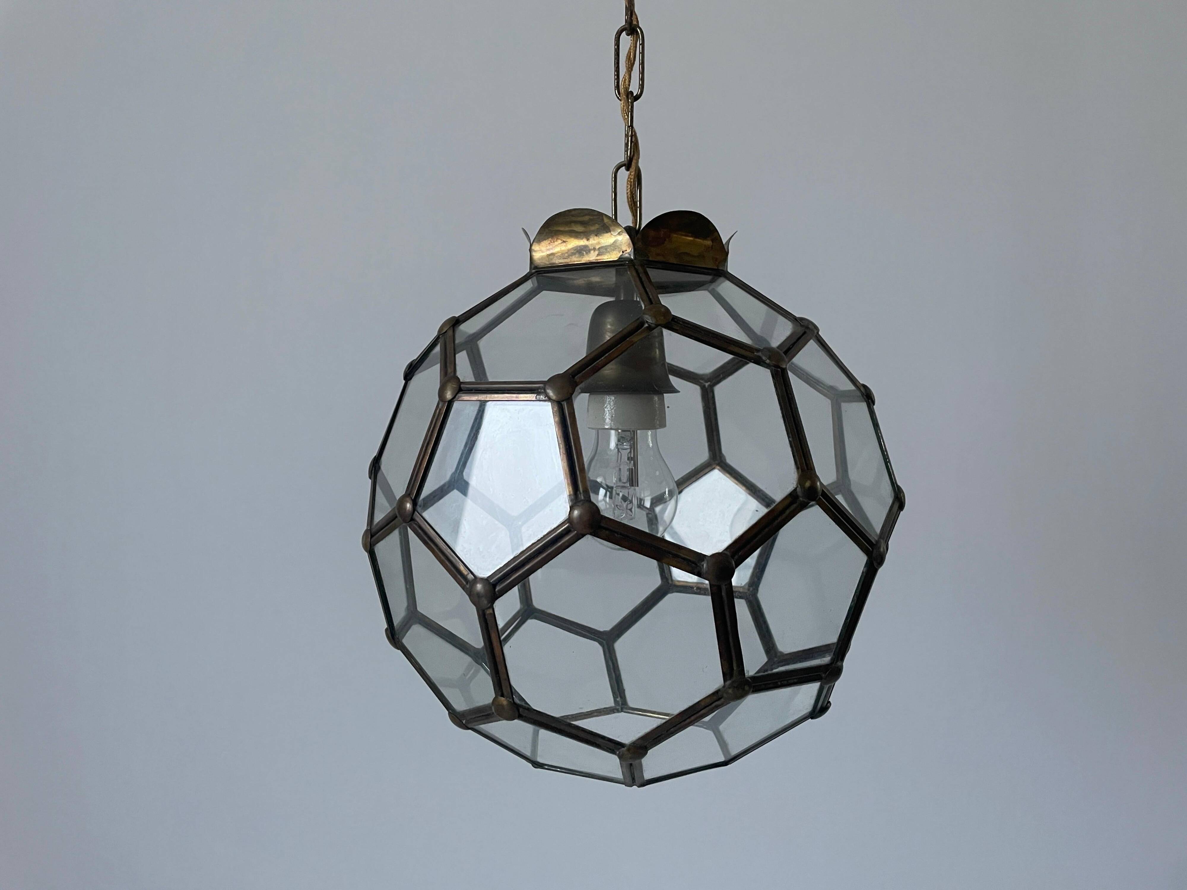 Italian Art Deco glass ceiling light in the shape of a honeycomb, 1950s, Italy.