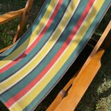 Transat/ chilienne vintage en bois avec repose-pieds — Années 60