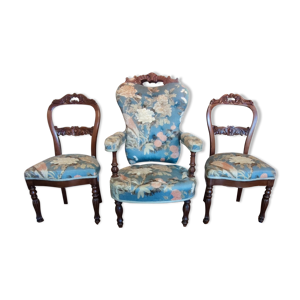 Ensemble ancien fauteuil - chaises