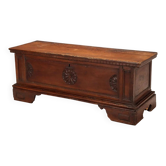 Antique carved and decorated walnut chest, Italy, 18th century