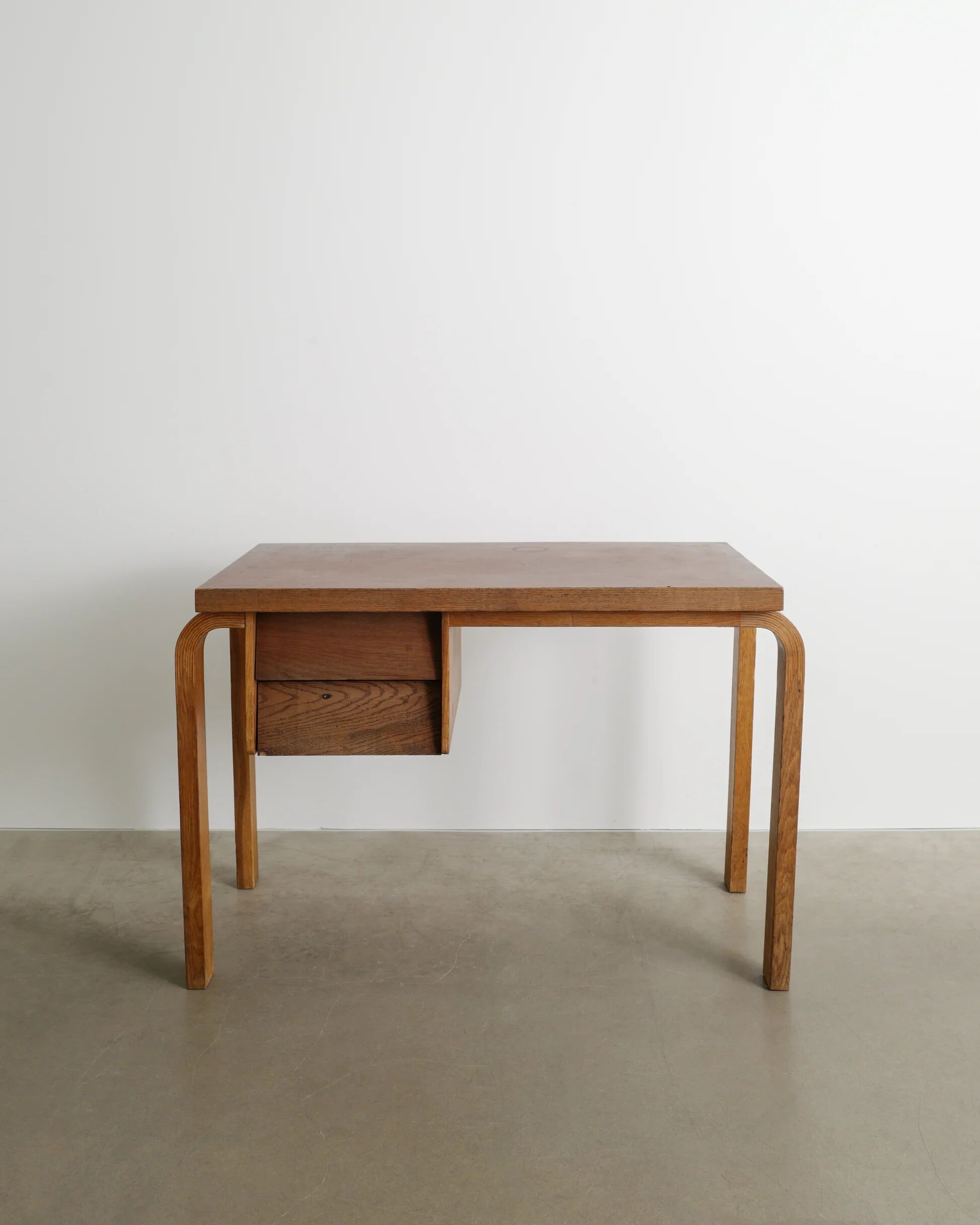 Early Vintage Finnish Mid Century Alvar Aalto Wooden Desk & Chair, 1940s