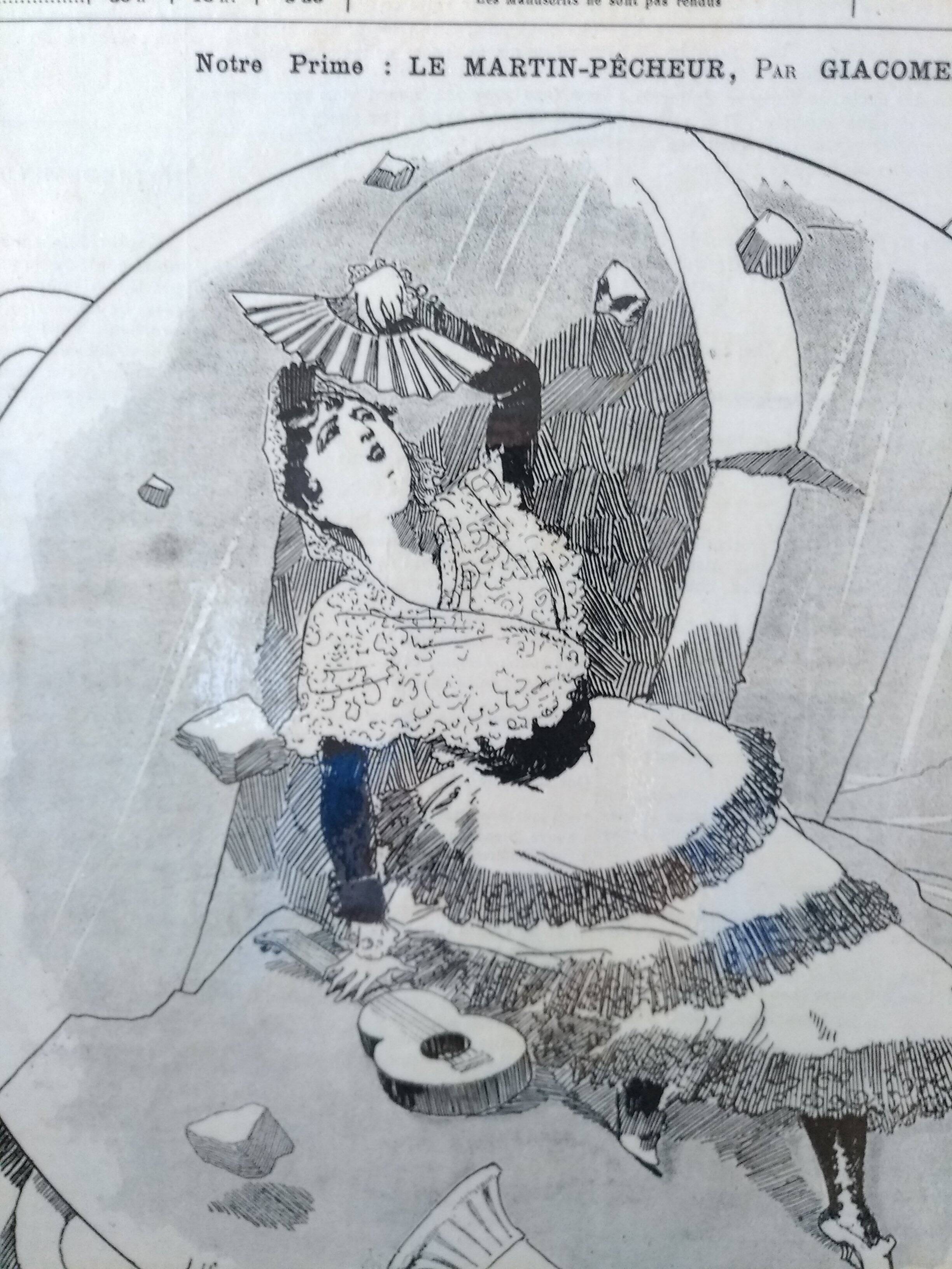 A drawing illustration from period magazine chronique parisienne 1885
