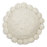 Mini round white wool pompom cushion