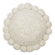 Mini coussin rond à pompons blanc en laine
