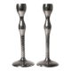 Pair Of Tall Textured Mirror Metal Candlesticks