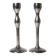Pair Of Tall Textured Mirror Metal Candlesticks