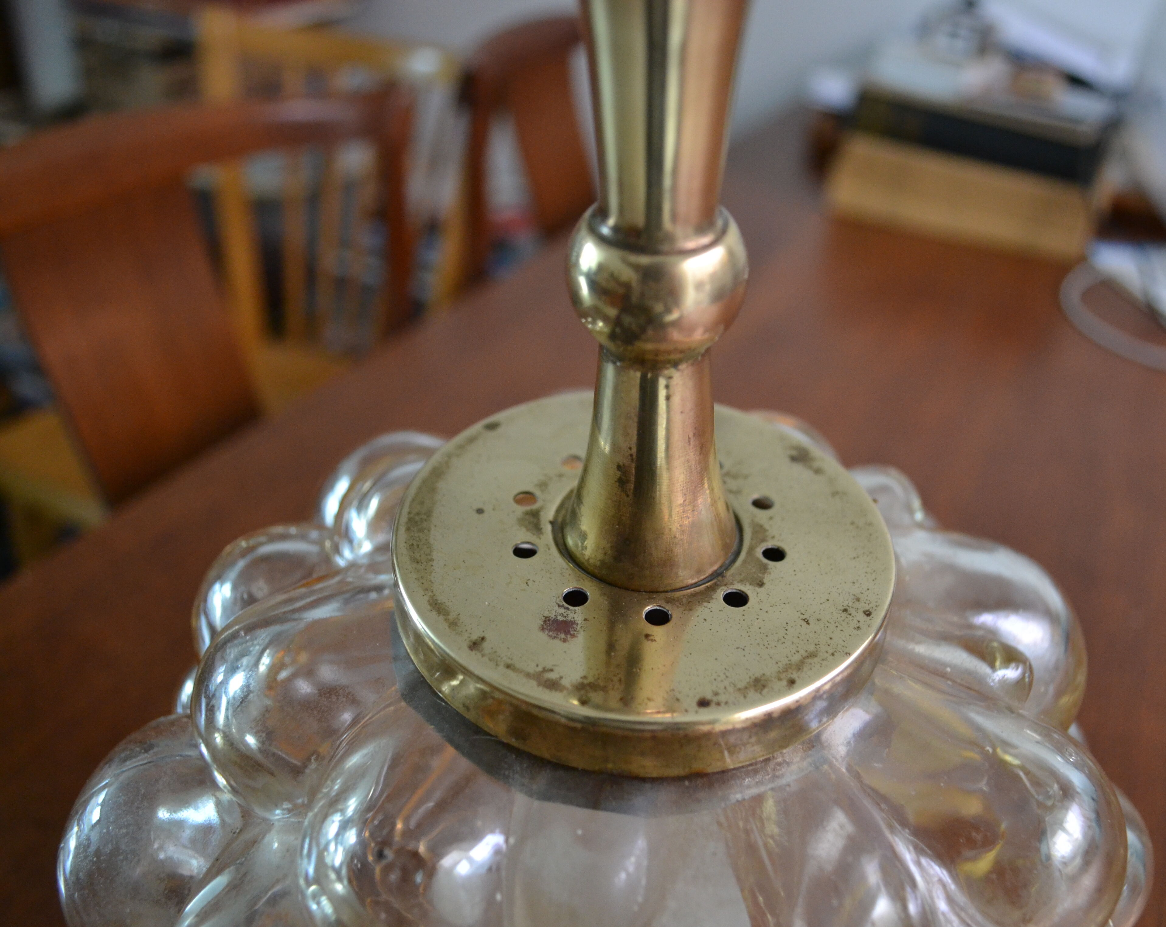 Hanging Helena Tynell amber glass bubbles 60s