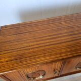 1960s sideboard with decorated doors in wood and brass