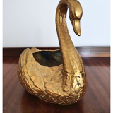 Jardinière cygne en laiton massif du milieu du siècle