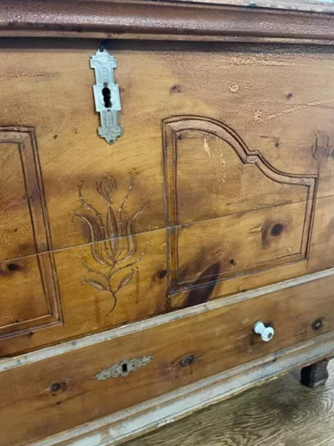 19th century carved wooden chest of drawers
