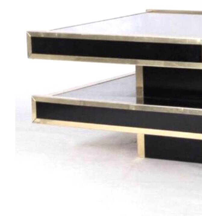 Brass and lacquered glass coffee table, circa 1979