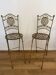 Paire de chaises hautes pliantes en fer forgé – Patine ocre – Style Ja